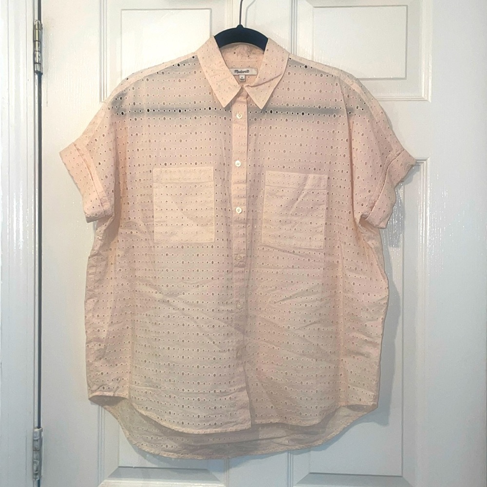 Brand New Madewell Light Pink Oversized Short Sleeves Shirt in Size S